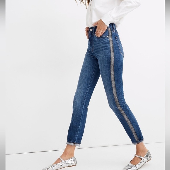 MADEWELL The Perfect Vintage Jean: Metallic Tuxedo Stripe Edition size 26 - Picture 3 of 11